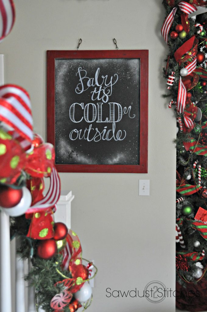 sawdust2stitches holiday home tour  chalkboard sign