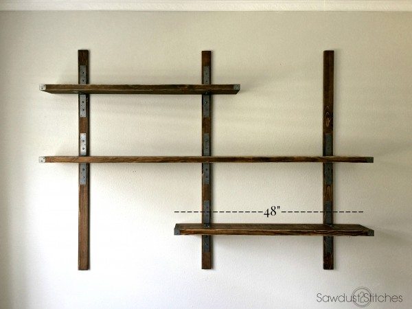 Wall mounted industrial shelves with Simpson Brackets