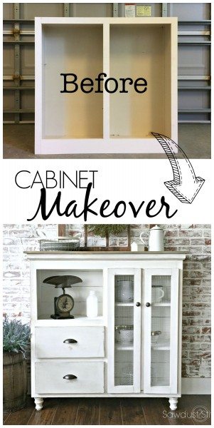 Cabinet Makeover with step-by-step instructions by Sawdust 2 Stitches