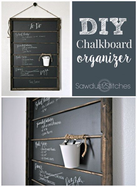 -the ultimate DIY chalkboard organizer. Cute and functional ! by sawdust2stitches