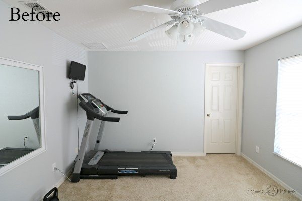 Home Gym Makeover BEFORE 3 by Sawdust2Stitches.com