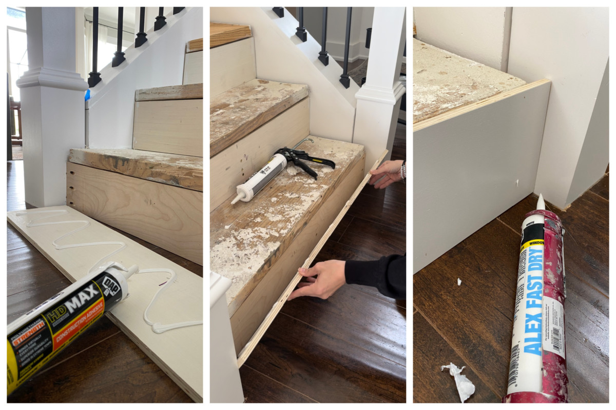 Stair Tread Makeover - Sawdust 2 Stitches stair tread makeover
