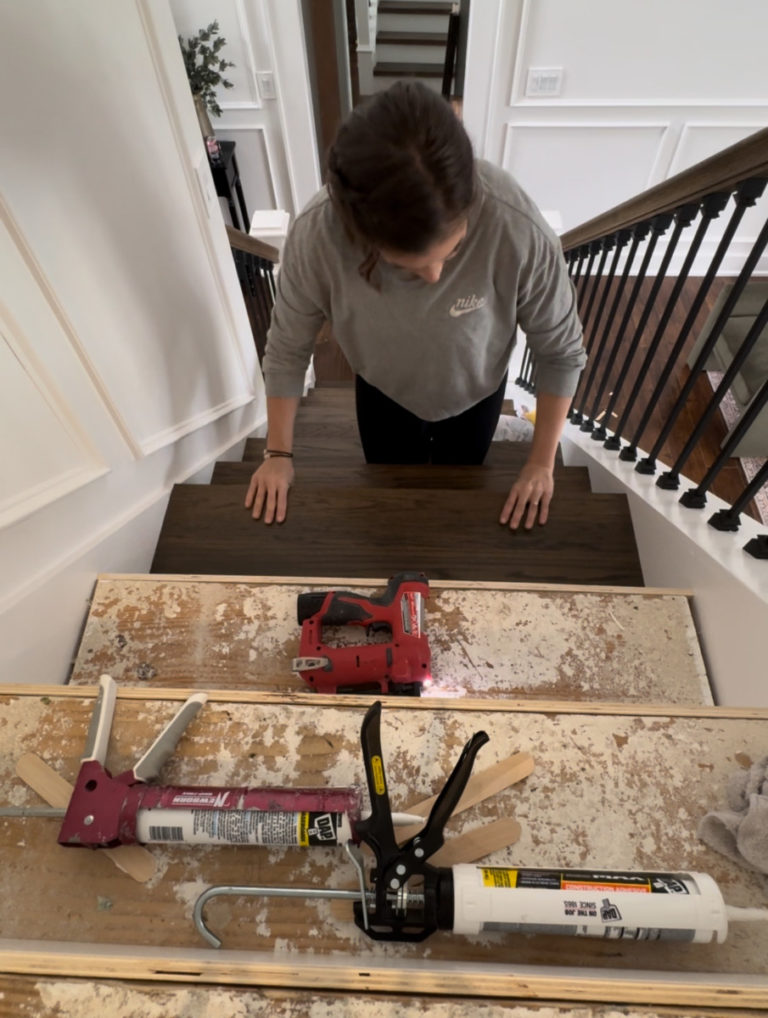 Stair Tread Makeover - Sawdust 2 Stitches stair tread makeover